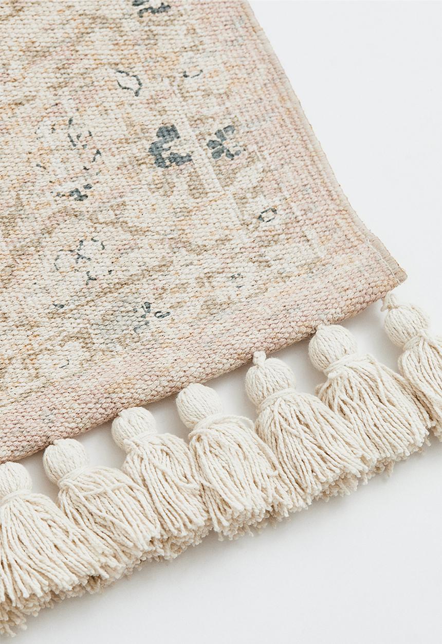 H&M - Fringed patterned rug - multi,pink