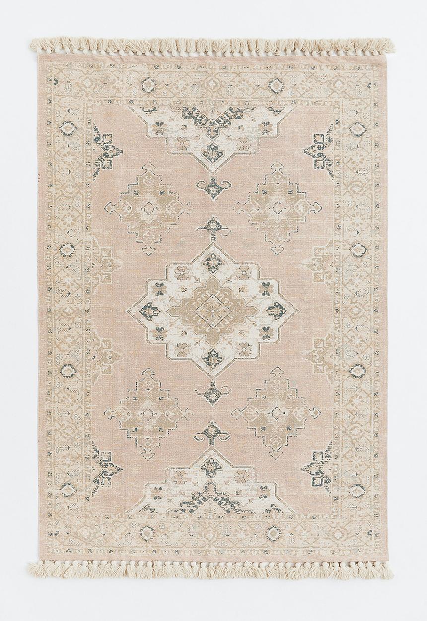 H&M - Fringed patterned rug - multi,pink