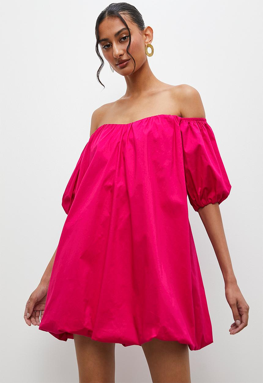 Superbalist - Puff sleeve mini dress - cerise