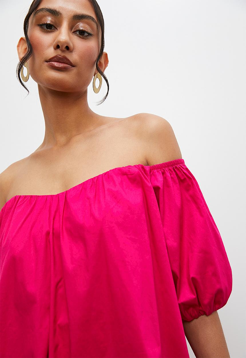 Superbalist - Puff sleeve mini dress - cerise