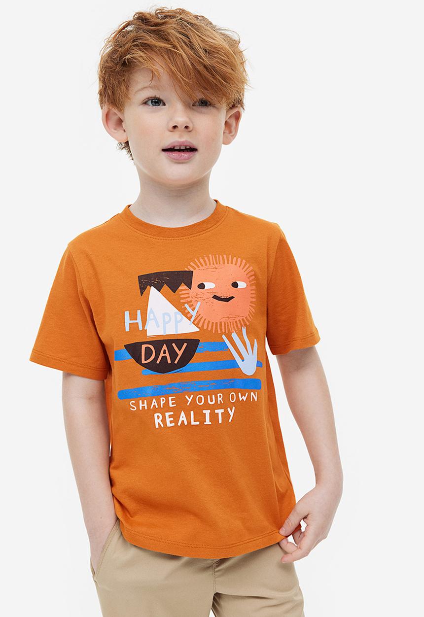 H&M - Cotton t-shirt - orange happy day 