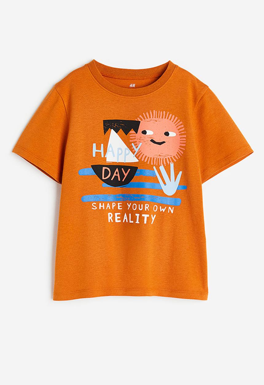 H&M - Cotton t-shirt - orange happy day 