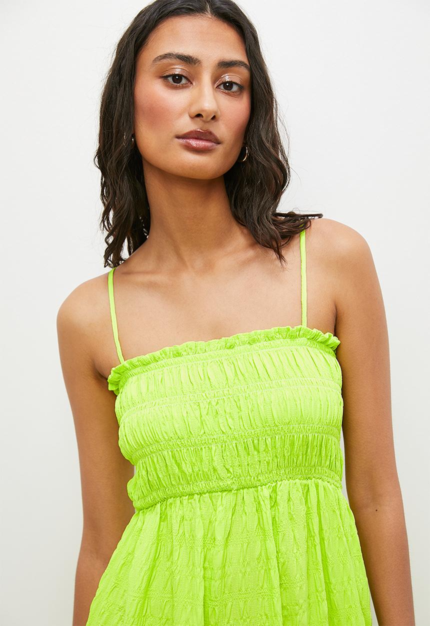 Superbalist - Strappy shirring bodice midi dress - lime