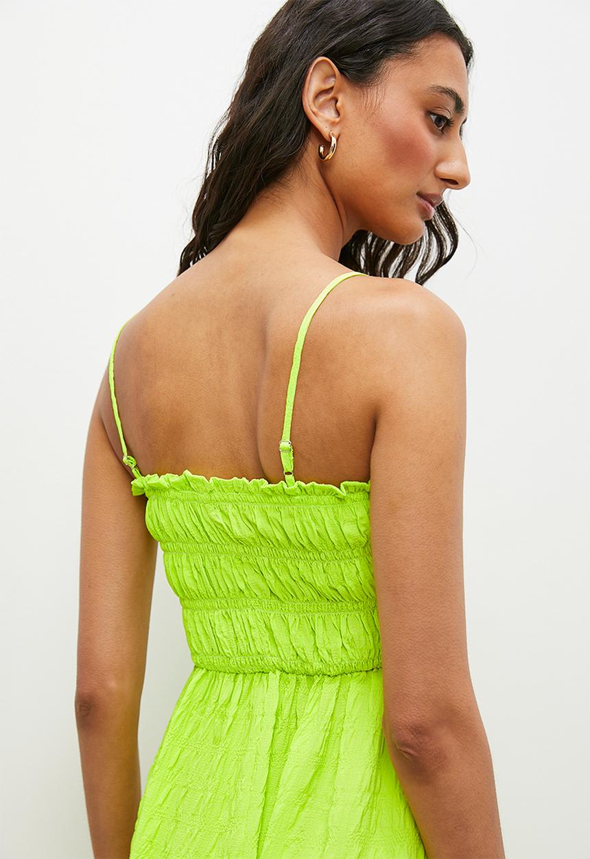 Superbalist - Strappy shirring bodice midi dress - lime