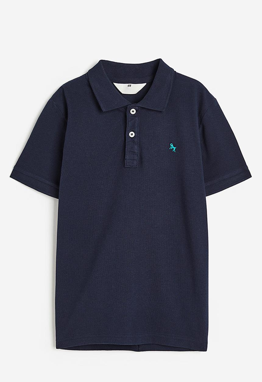 H&M - Cotton piqué polo shirt - navy blue 