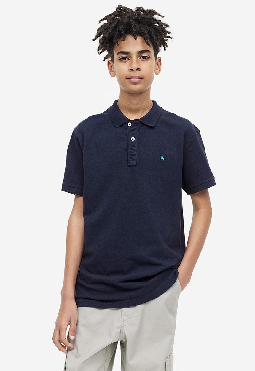 H&M - Cotton piqué polo shirt - navy blue 