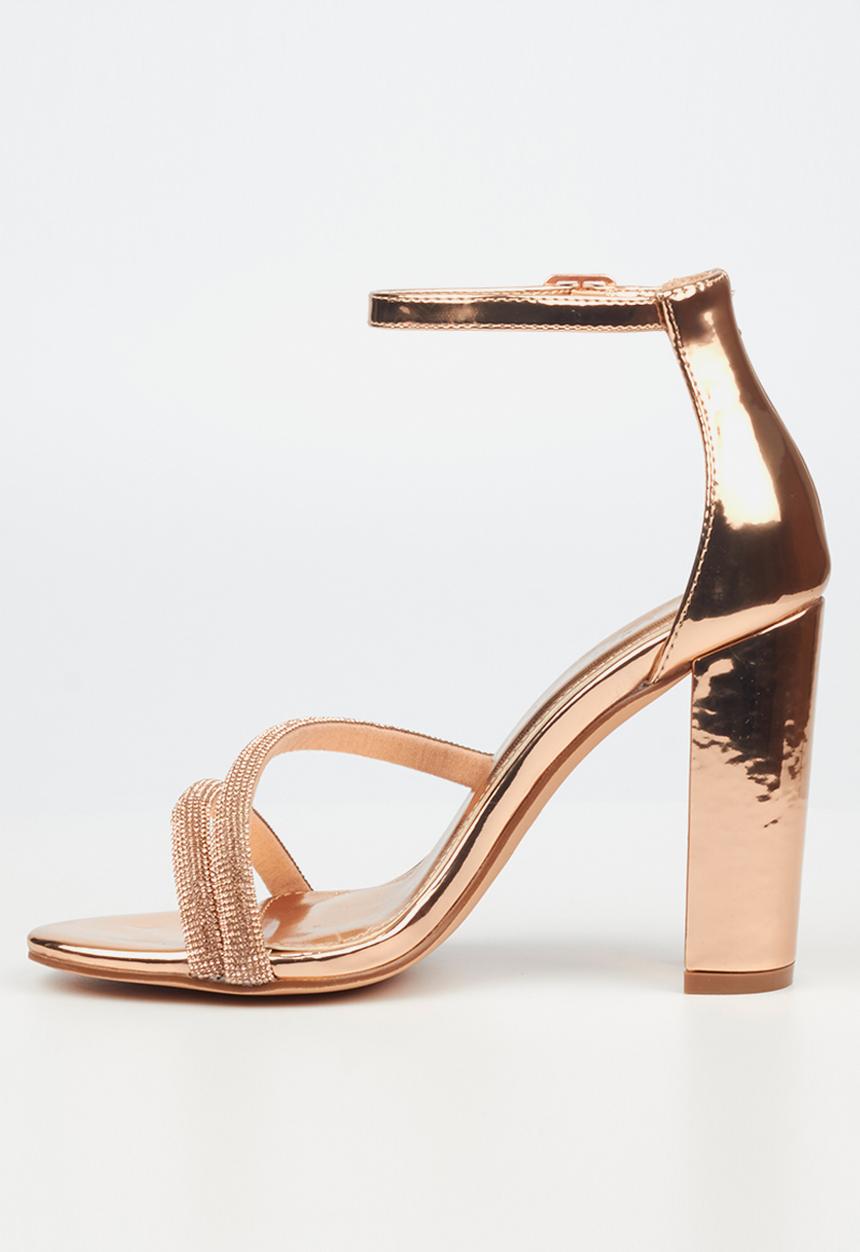 Miss Black - Border 3 block heel - rose gold