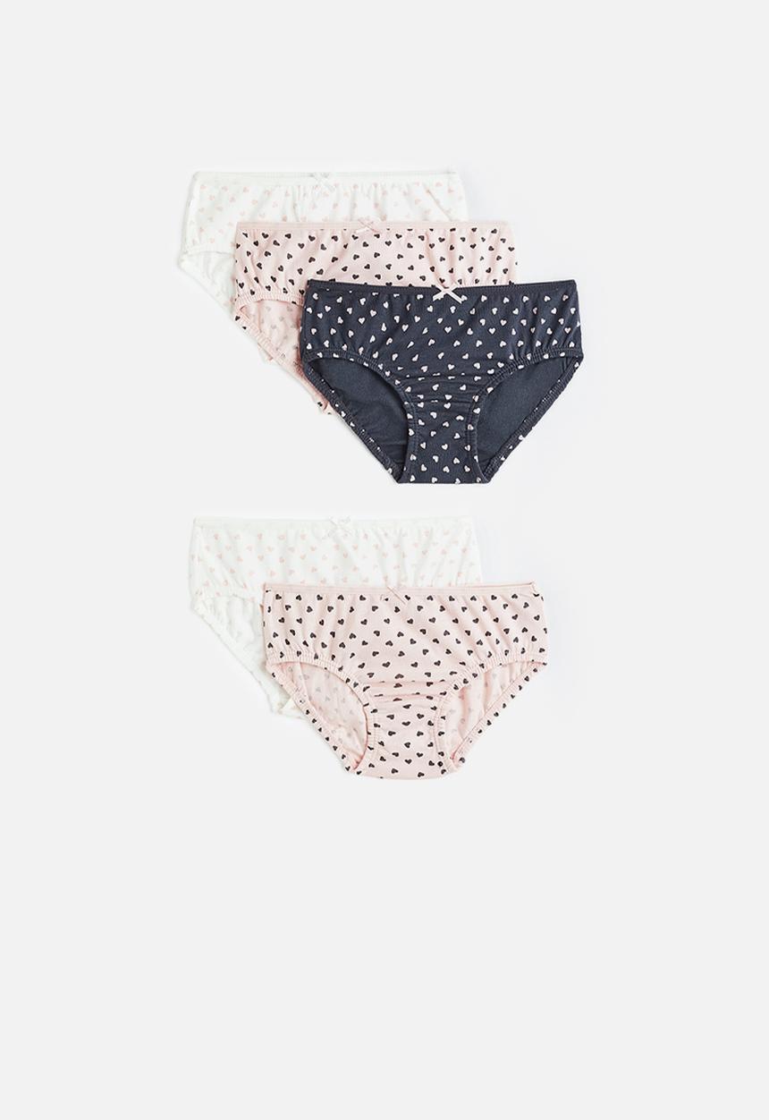 H&M - 5 Pack cotton briefs -  light pink/heart