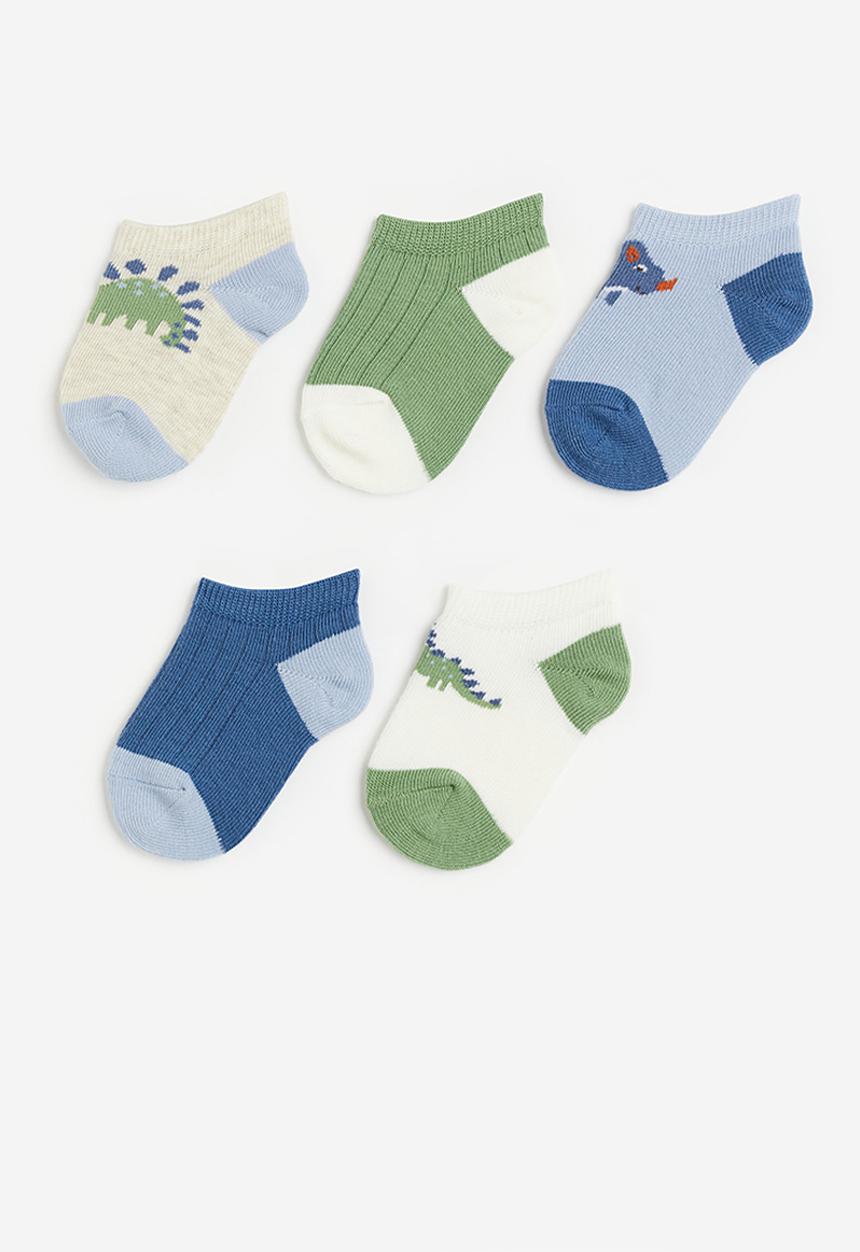 H&M - 5 Pack shaftless socks - light blue dinosaur