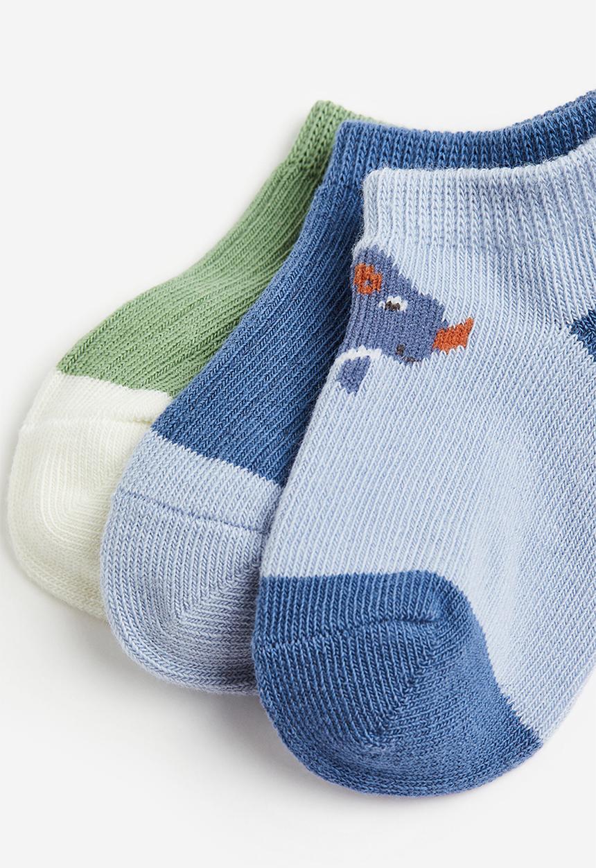 H&M - 5 Pack shaftless socks - light blue dinosaur