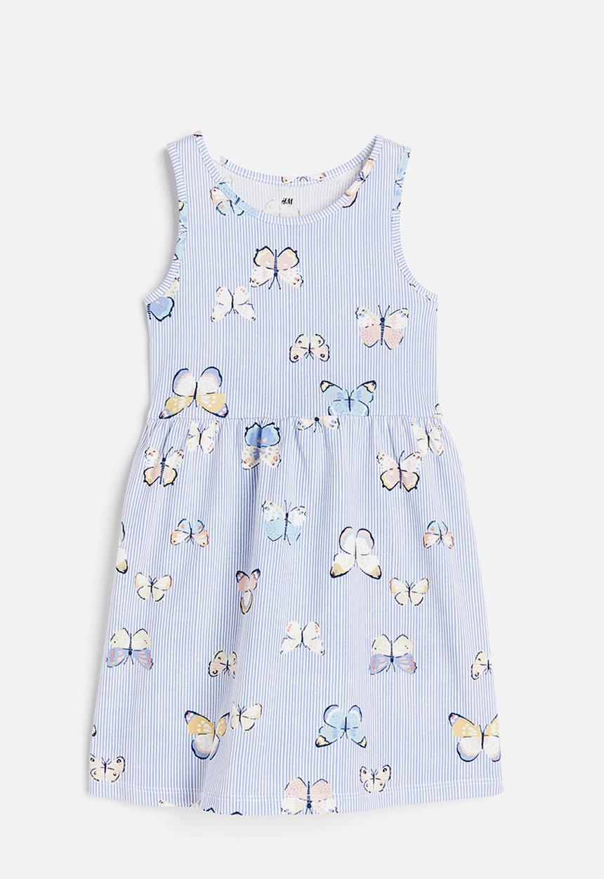 H&M - Patterned cotton dress - light blue / butterflies 