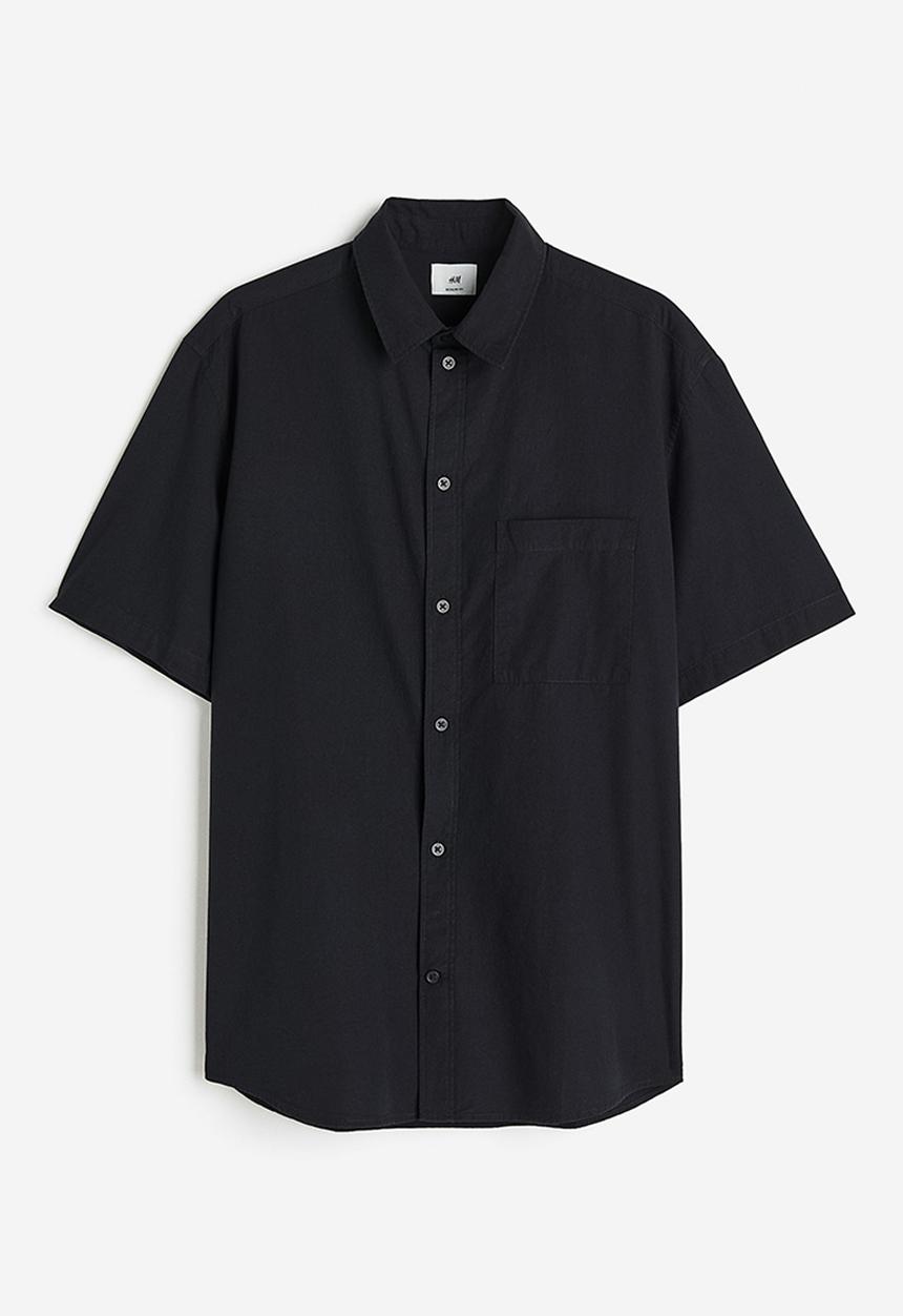 H&M - Regular fit short sleeved shirt - black