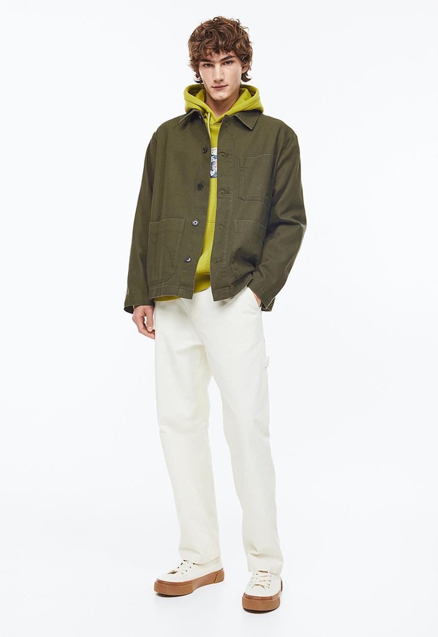 H&M - Regular fit twill shacket - dark khaki green