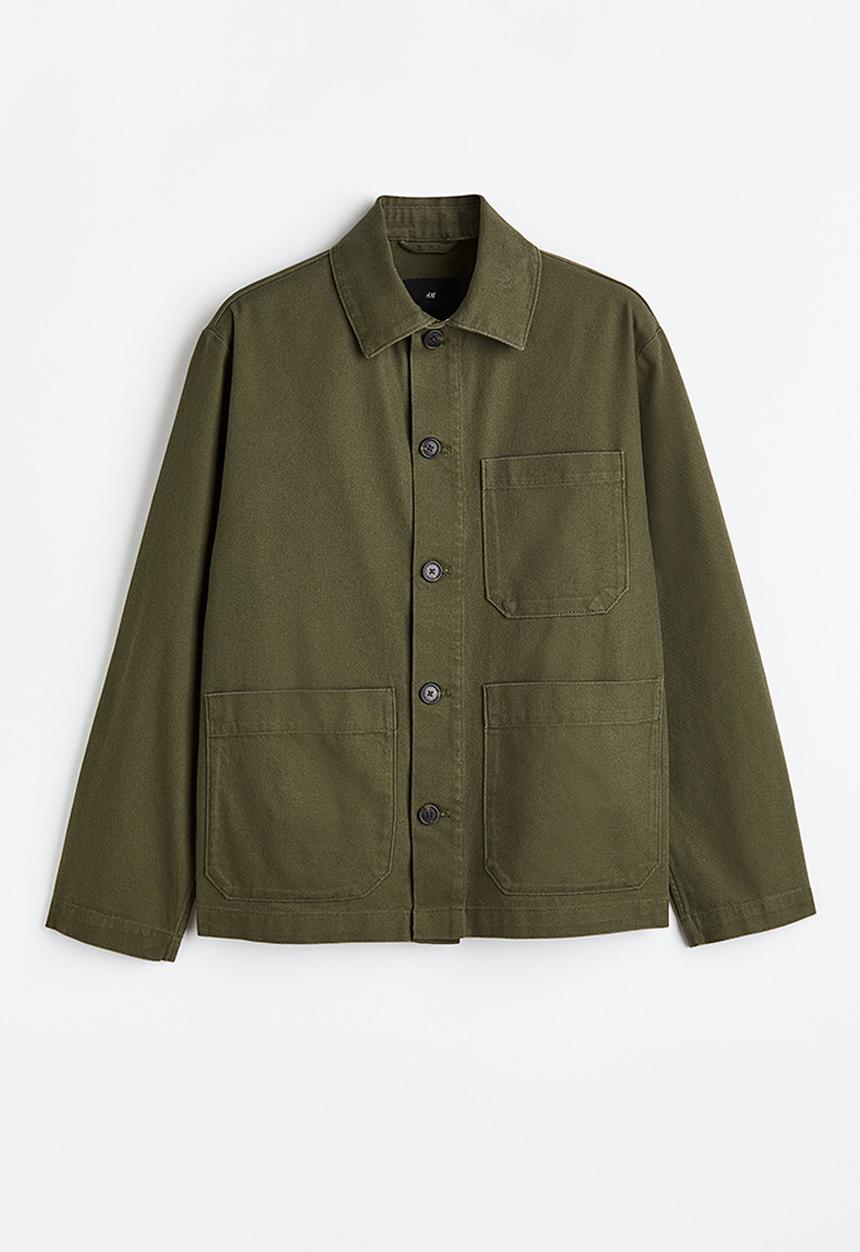 H&M - Regular fit twill shacket - dark khaki green