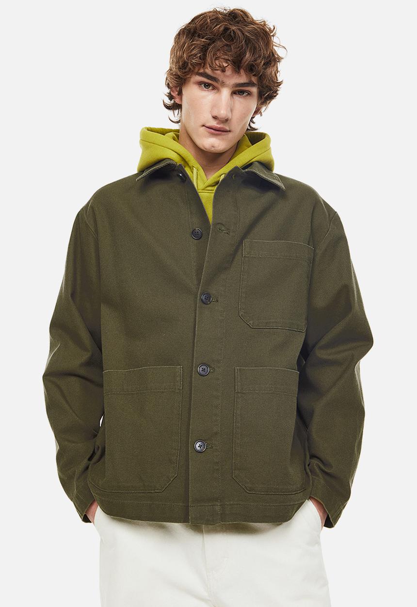 H&M - Regular fit twill shacket - dark khaki green