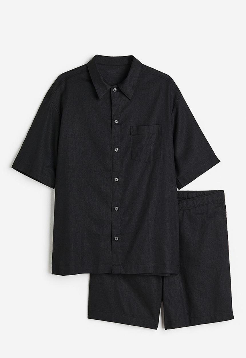H&M - Relaxed fit linen blend pyjamas - black