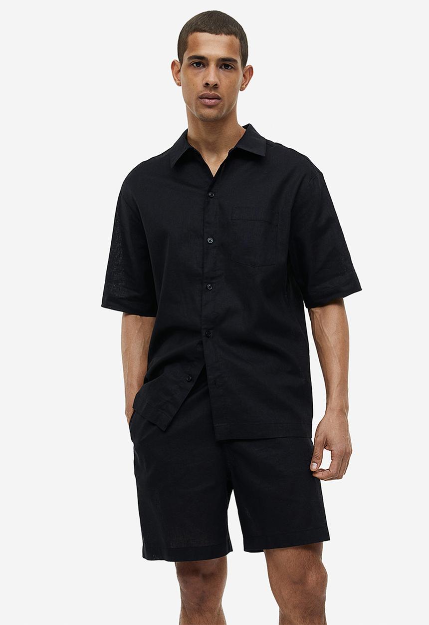 H&M - Relaxed fit linen blend pyjamas - black