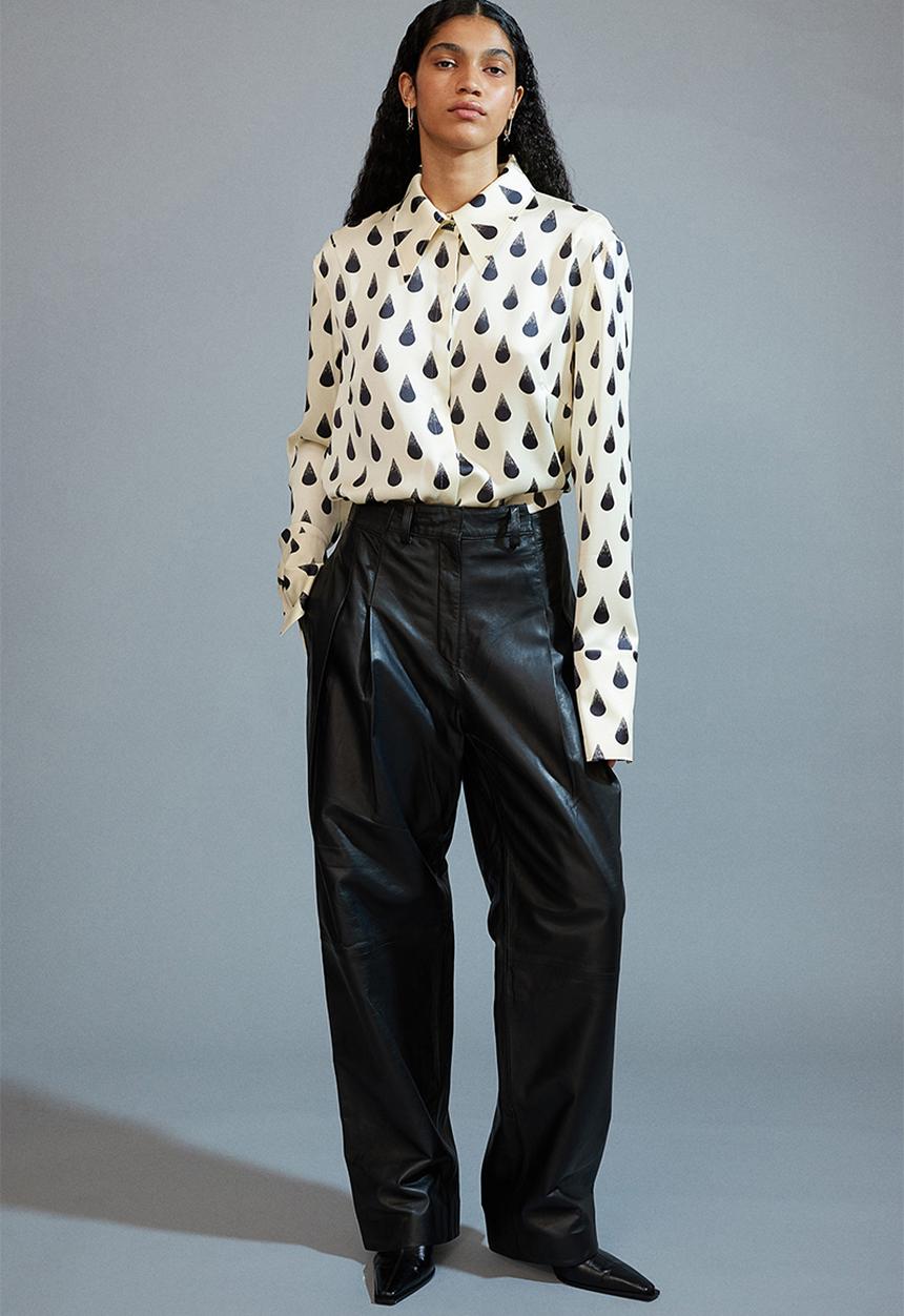 H&M - H&M Studio: Fog leather trouser - black dark