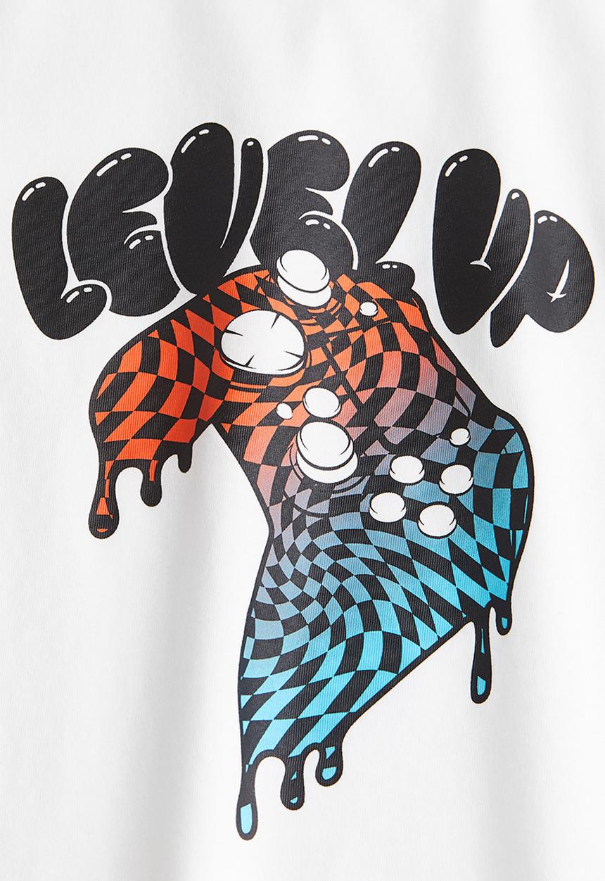 H&M - Printed jersey T-shirt - white/level up 