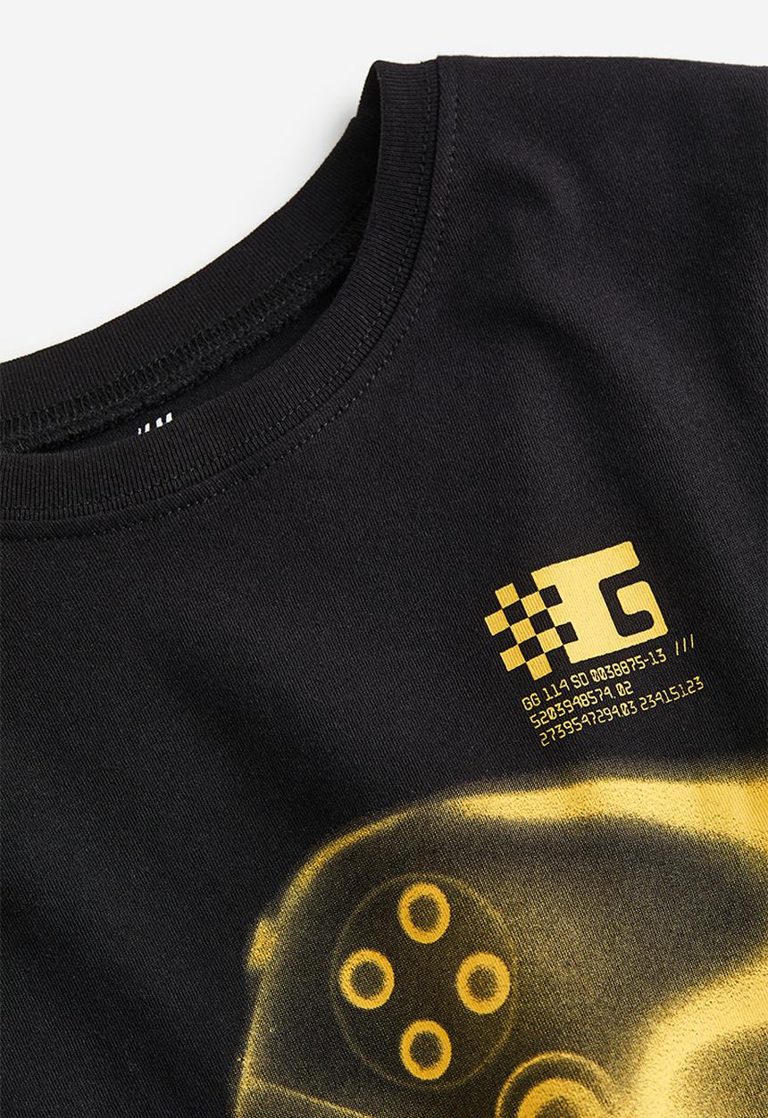 H&M - Printed cotton T-shirt - black game controller