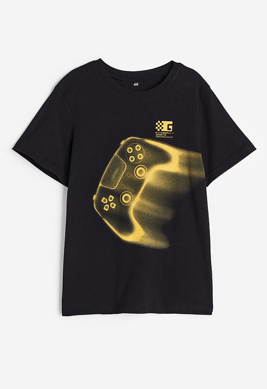 H&M - Printed cotton T-shirt - black game controller