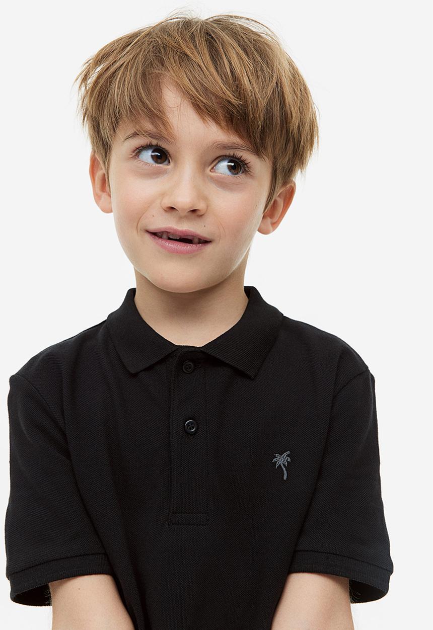 H&M - Cotton piqué polo shirt - black
