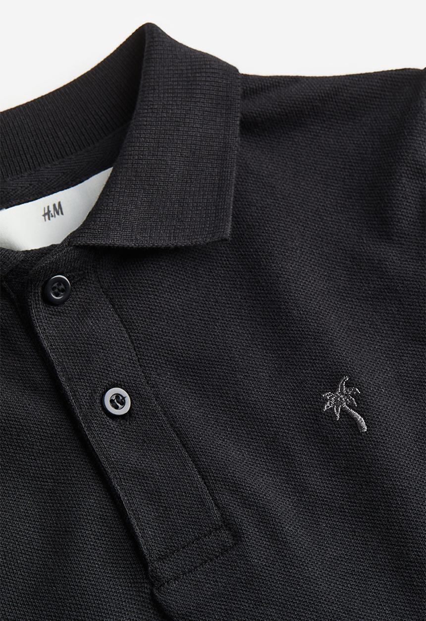 H&M - Cotton piqué polo shirt - black