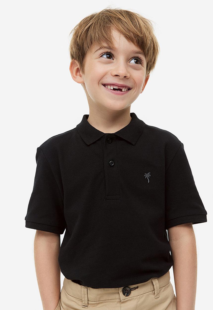 H&M - Cotton piqué polo shirt - black