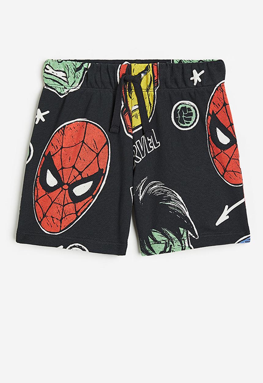 H&M - Printed pull-on shorts - black marvel comics