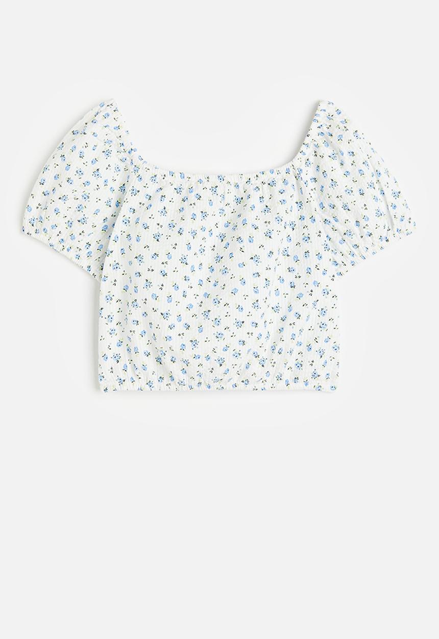 H&M - Raglan-sleeved blouse - natural white floral 