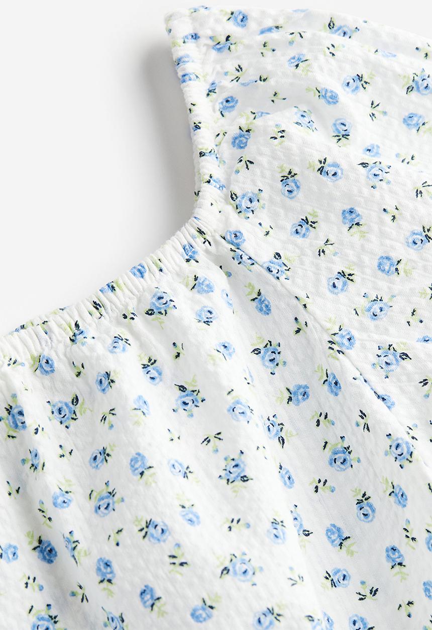 H&M - Raglan-sleeved blouse - natural white floral 