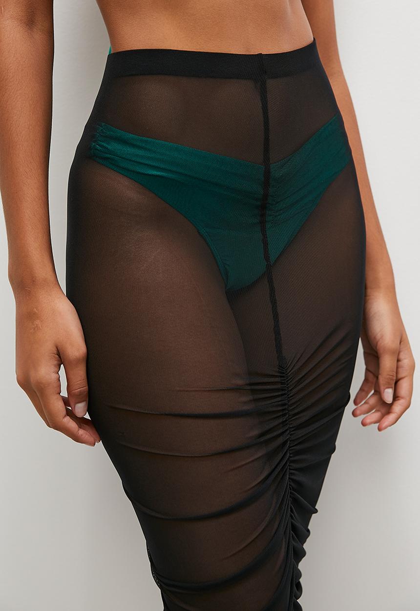 Superbalist - Mesh ruched maxi skirt - black