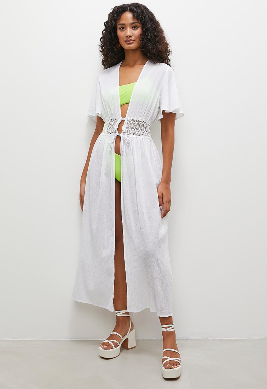 Superbalist - Crochet inset maxi kaftan - white