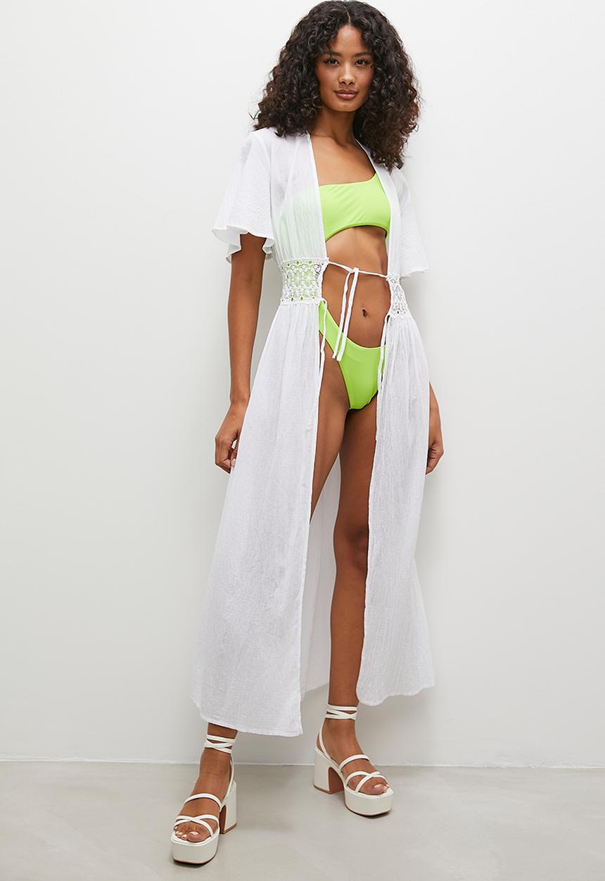 Superbalist - Crochet inset maxi kaftan - white