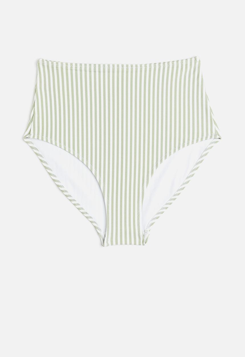 H&M - Bikini bottoms - light green & white striped 