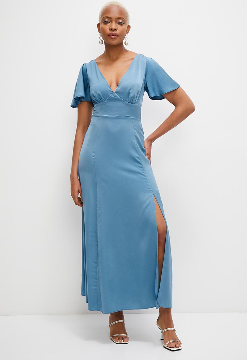 MILLA - Flutter sleeve empire dress - coronet blue