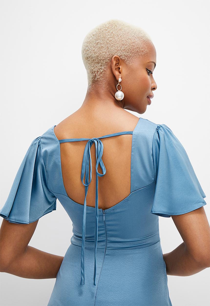 MILLA - Flutter sleeve empire dress - coronet blue