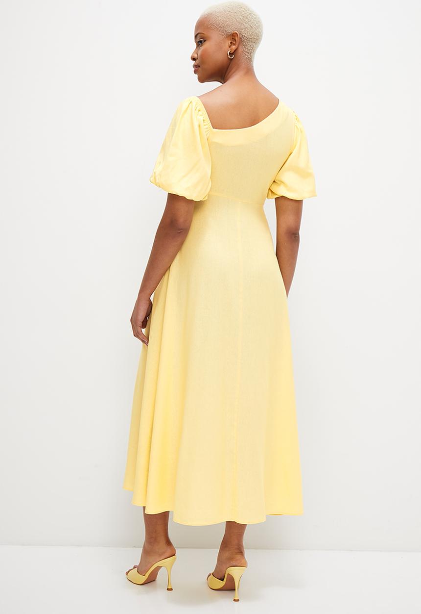 MILLA - Asym balloon sleeve fit & flare dress - butter