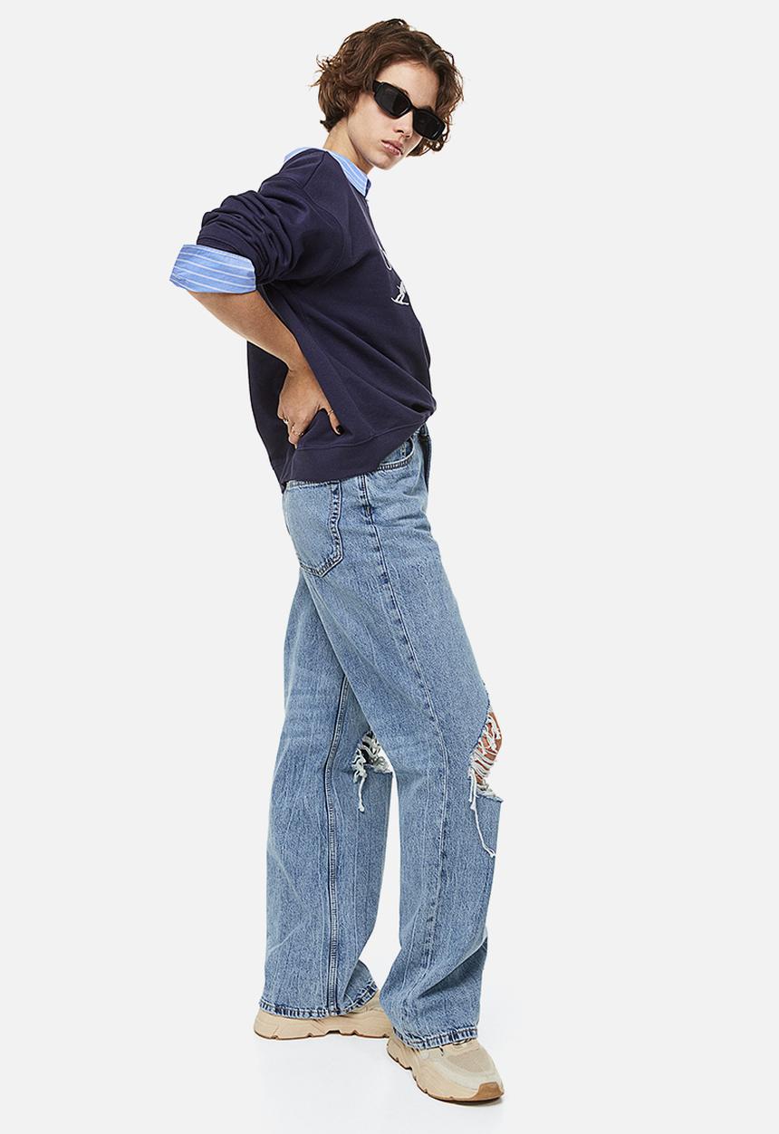 H&M - 90s baggy high jeans - light denim blue