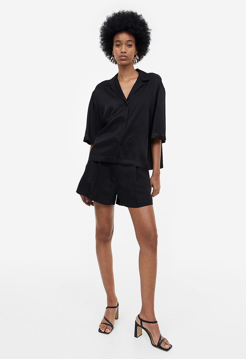 H&M - Boxy viscose blouse - black