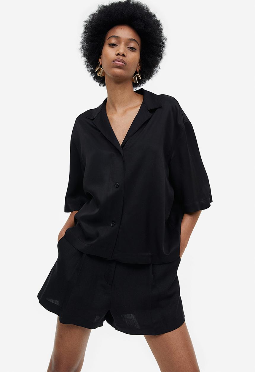 H&M - Boxy viscose blouse - black