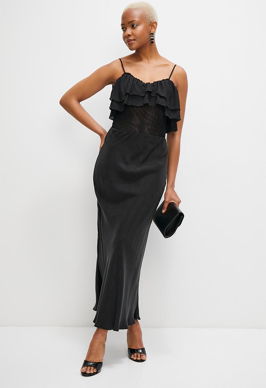 MILLA - Soft ruffle bodysuit - black