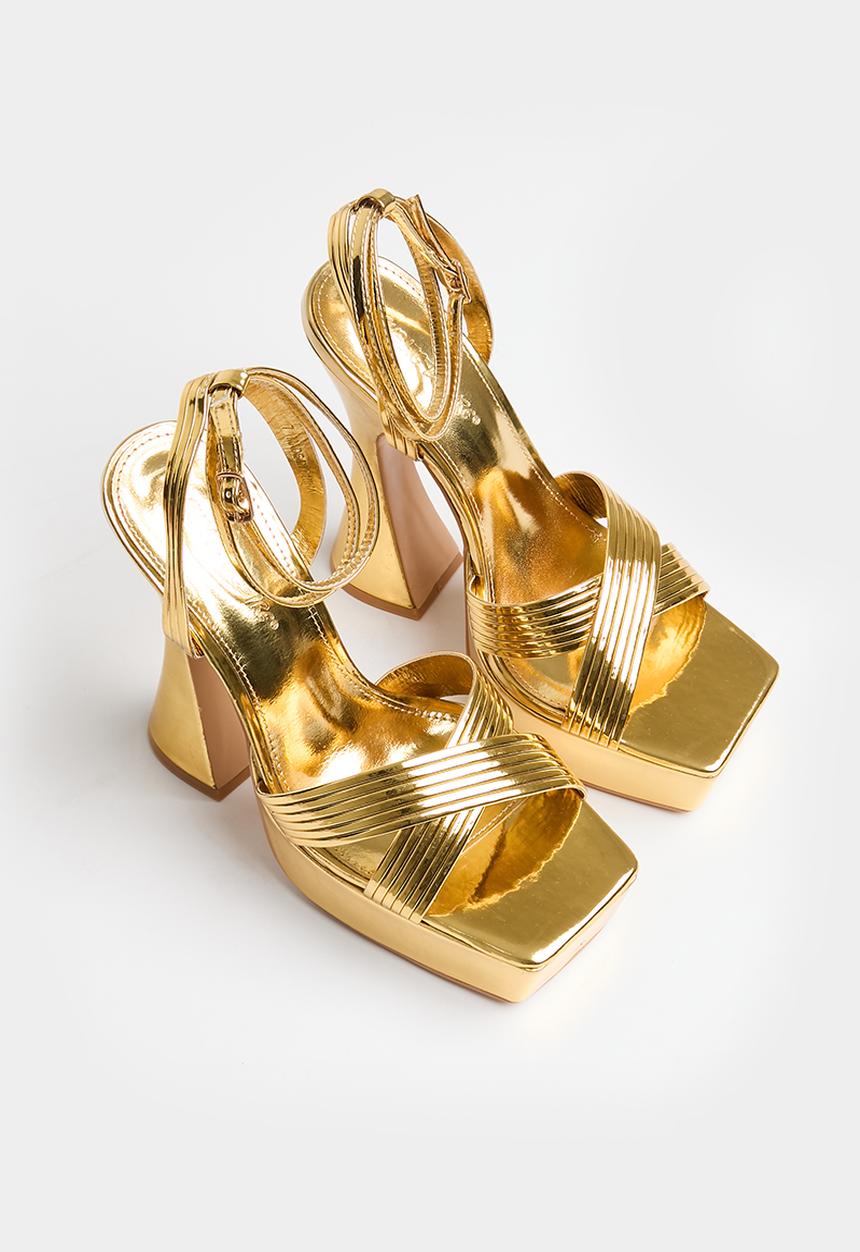 Public Desire - Myla platform block heel - gold 