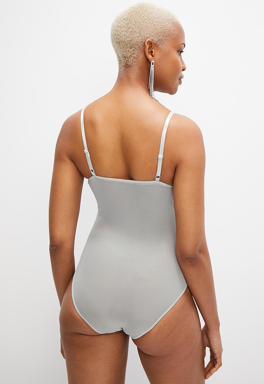 MILLA - Mesh printed bodysuit - blue floral