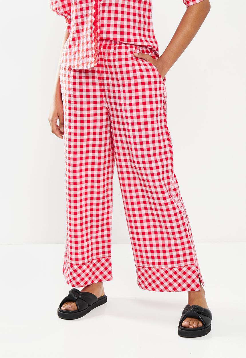 Me&B - Cropped wide leg pant - red gingham