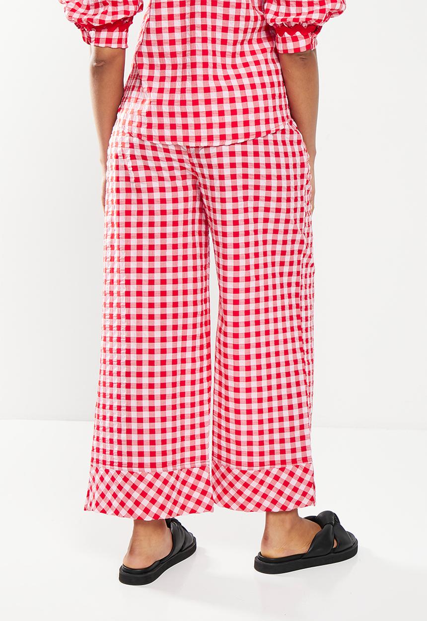 Me&B - Cropped wide leg pant - red gingham