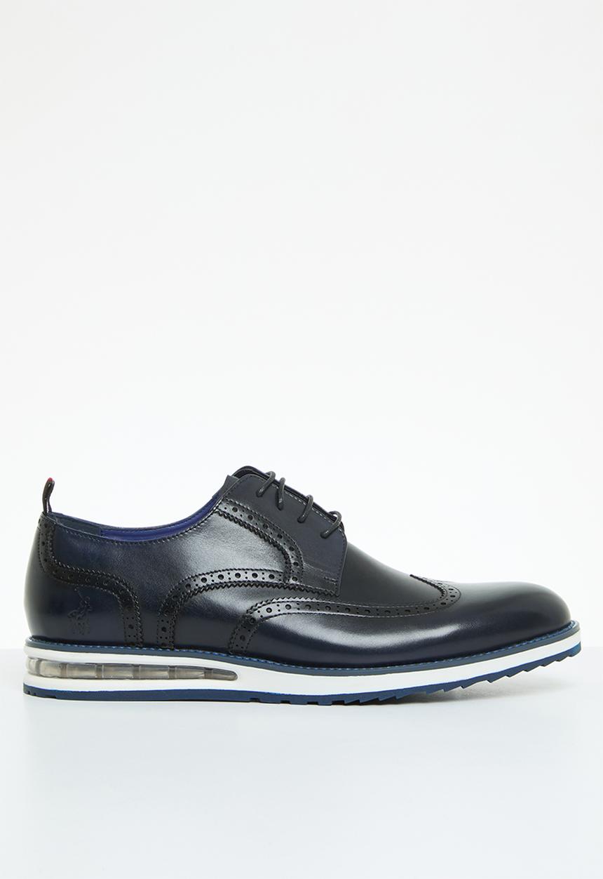 POLO - Leather brogue casual lace up - navy 