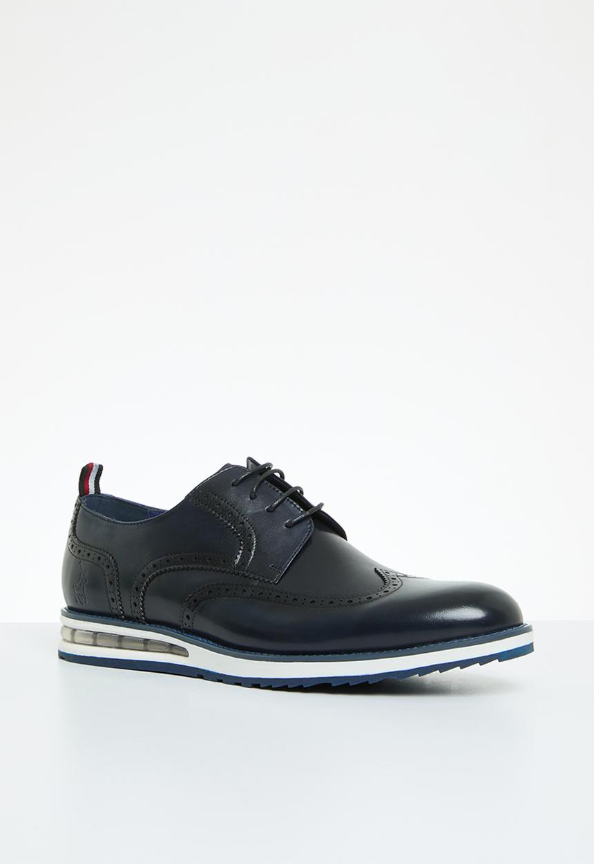 POLO - Leather brogue casual lace up - navy 