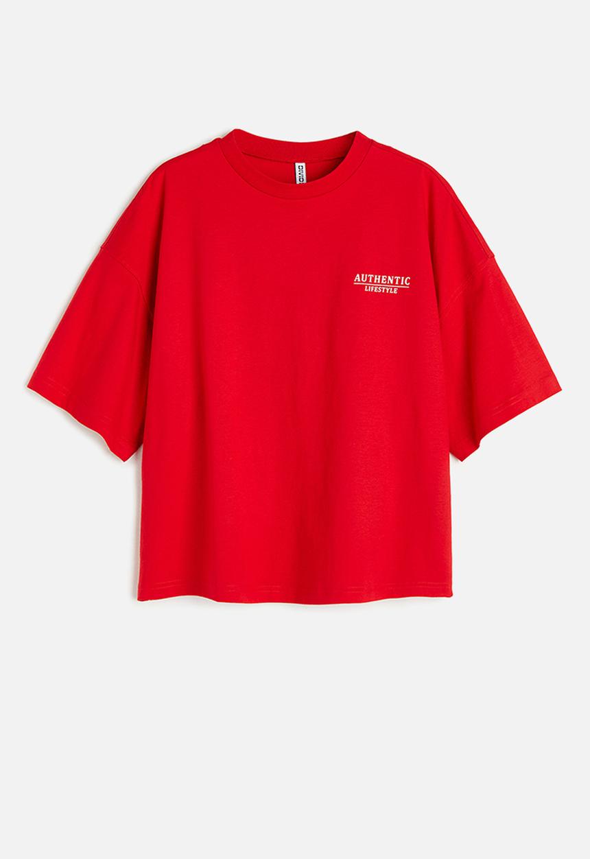 H&M - Oversized t-shirt - red authentic lifestyle