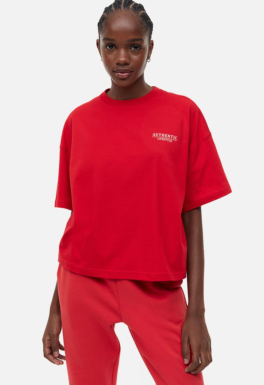 H&M - Oversized t-shirt - red authentic lifestyle